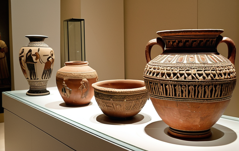 **
Prompt: A stunning photo of Phoenician artifacts inside the Beirut National Museum. Focus on delicate glasswork, pottery, and detailed sculptures, highlighting the artistry and maritime achievements of the Phoenician civilization.
**