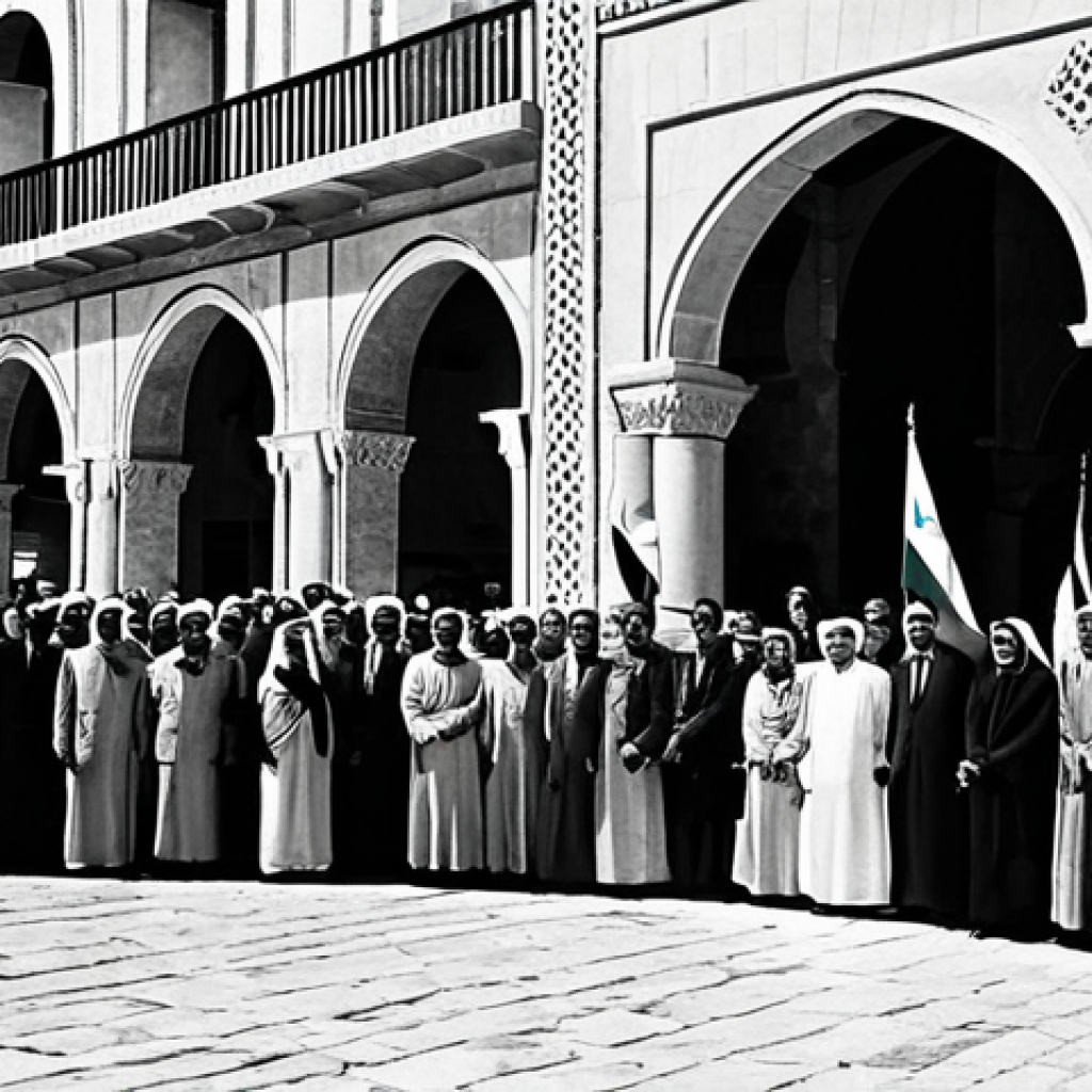 **

"A black and white photograph reminiscent of the 1940s, depicting a group of Lebanese citizens gathered in a town square, holding Lebanese flags. The people are fully clothed in modest, period-appropriate attire. The background shows traditional Lebanese architecture. Safe for work, appropriate content, fully clothed, professional, historical photograph, perfect anatomy, natural proportions, high quality."

**